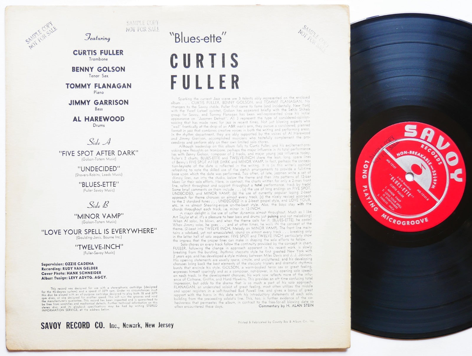 CURTIS FULLER Blues-ette LP SAVOY MG 12141 US 1959 RVG DG MONO Tommy Flanagan