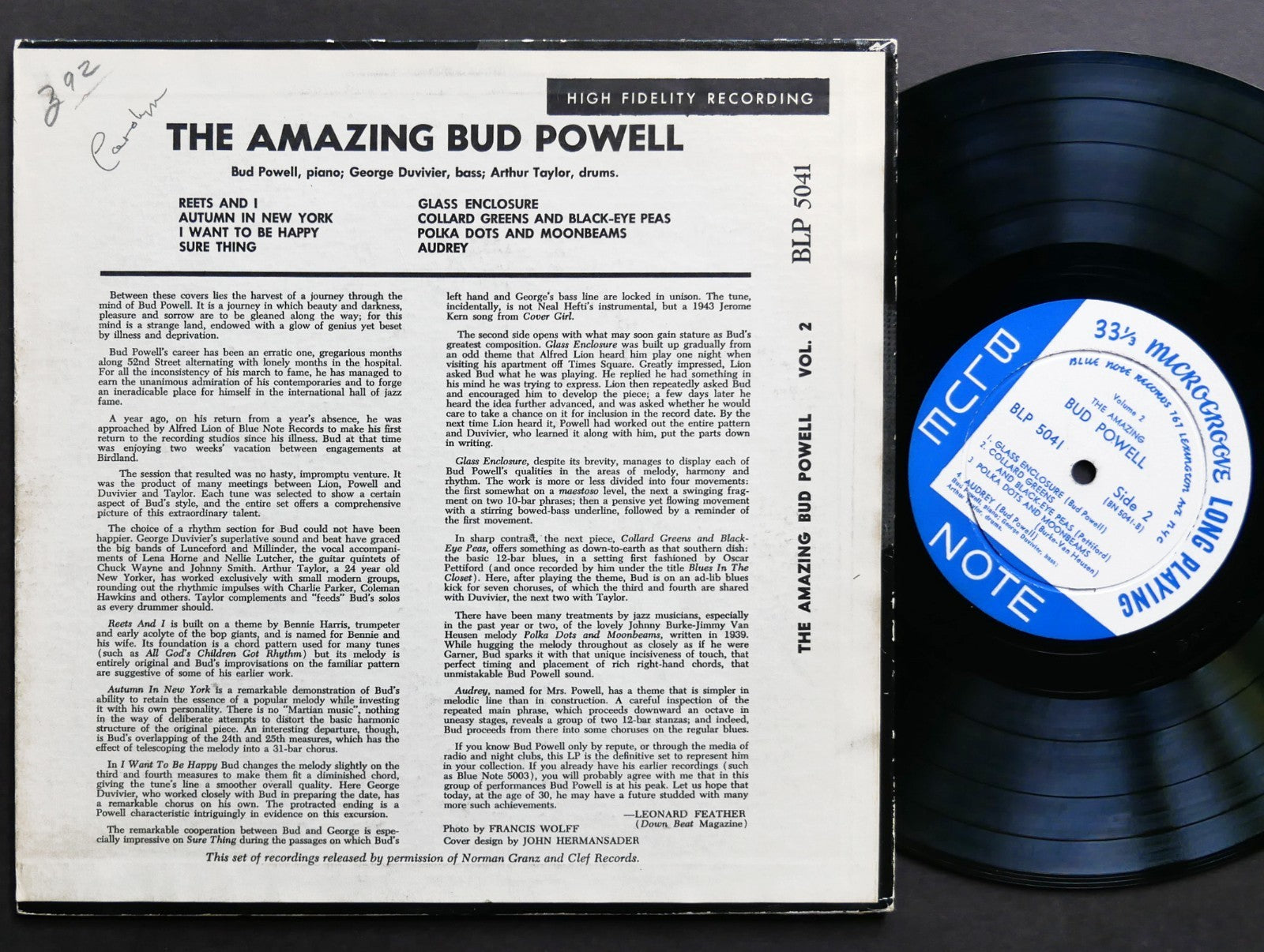 BUD POWELL The Amazing Volume 2 LP BLUE NOTE BLP 5041 US 1954 JAZZ LEX EAR MONO