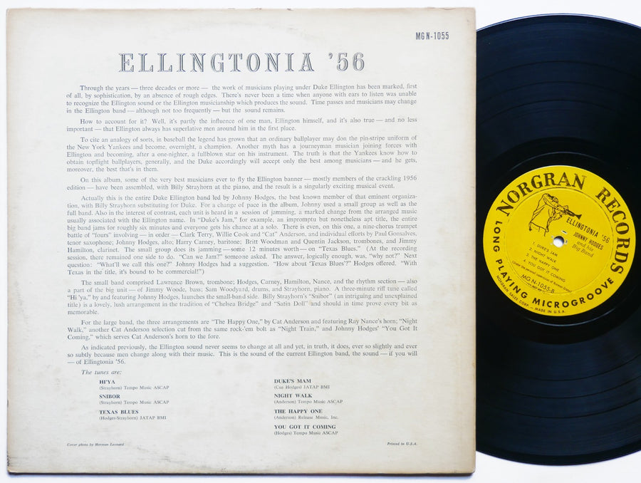 JOHNNY HODGES Ellingtonia '56 LP NORGRAN MG N-1055 US '56 DG MONO Paul Gonsalves
