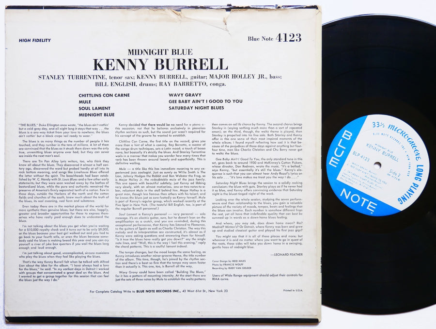 KENNY BURRELL Midnight Blue LP BLUE NOTE BLP 4123 US 1963 JAZZ NY RVG EAR MONO