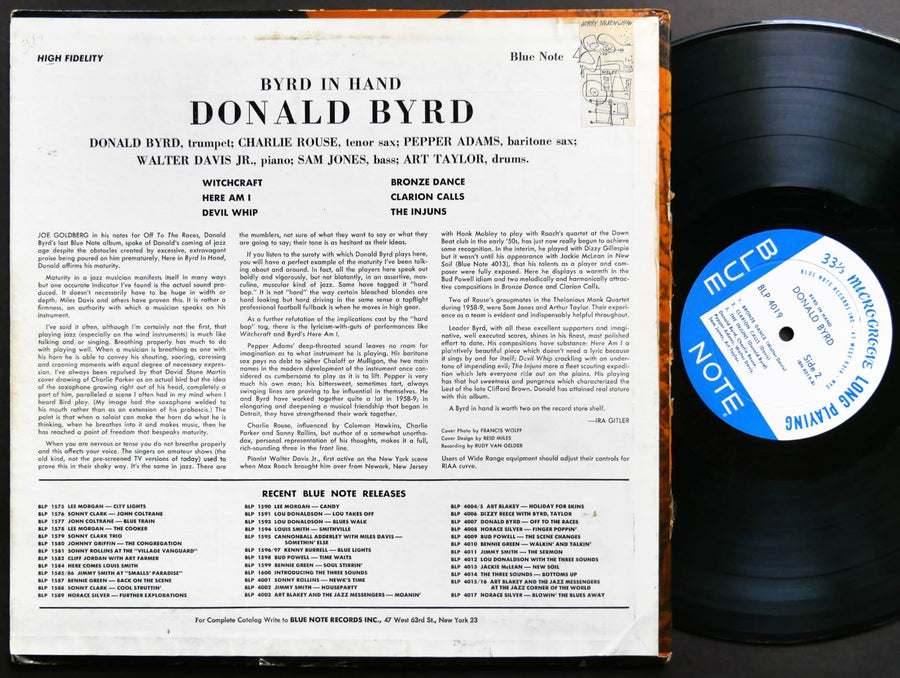 DONALD BYRD Byrd In Hand LP BLUE NOTE BLP 4019 EAR MONO 47 W.63rd Charlie Rouse
