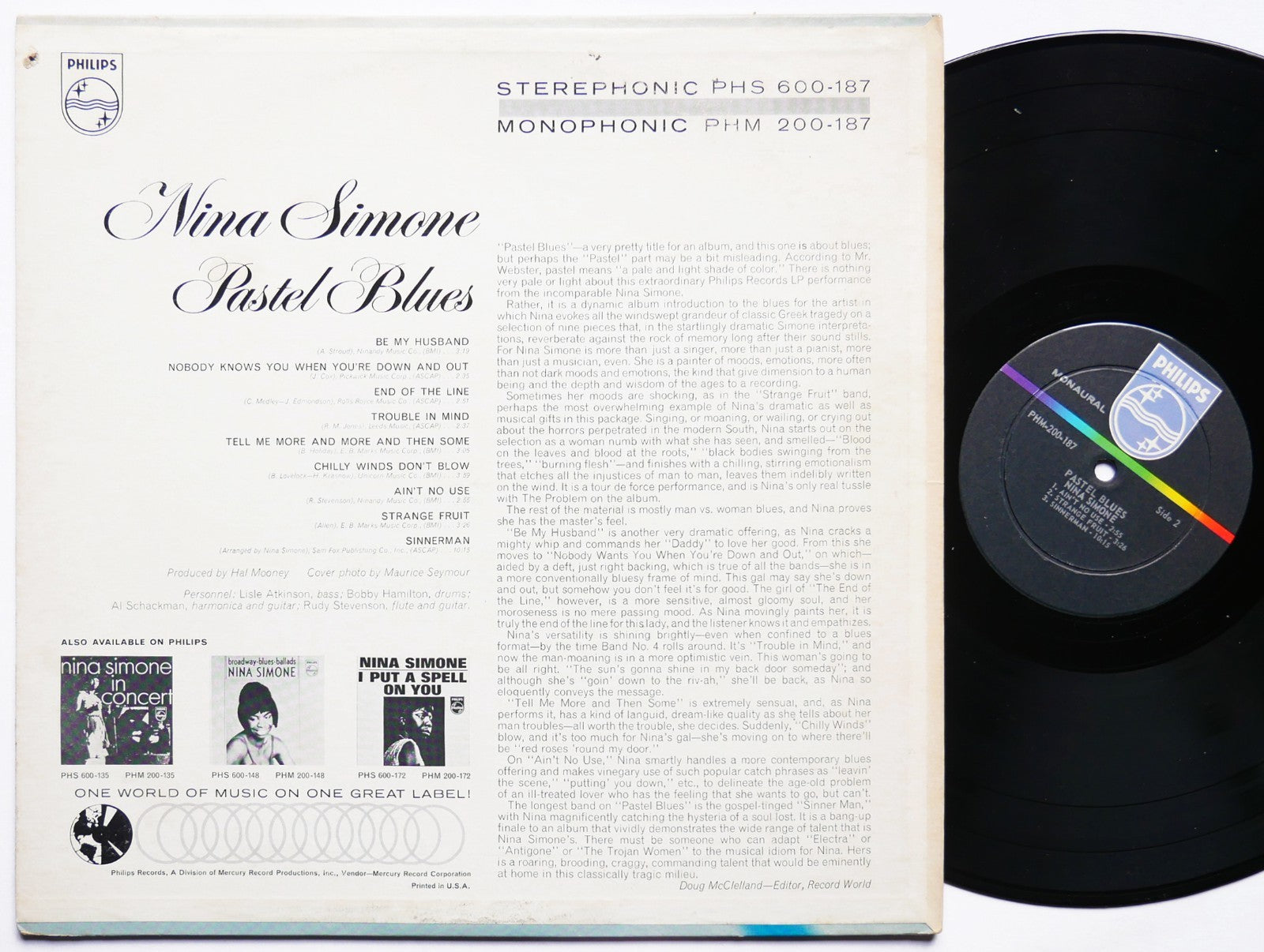 NINA SIMONE Pastel Blues LP PHILIPS PHM 200-187 US 1965 DG MONO Jazz Blues VG+
