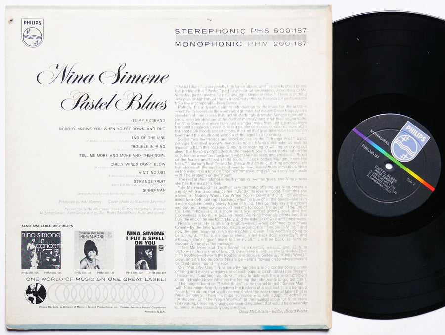 NINA SIMONE Pastel Blues LP PHILIPS PHM 200-187 US 1965 DG MONO Jazz Blues VG+