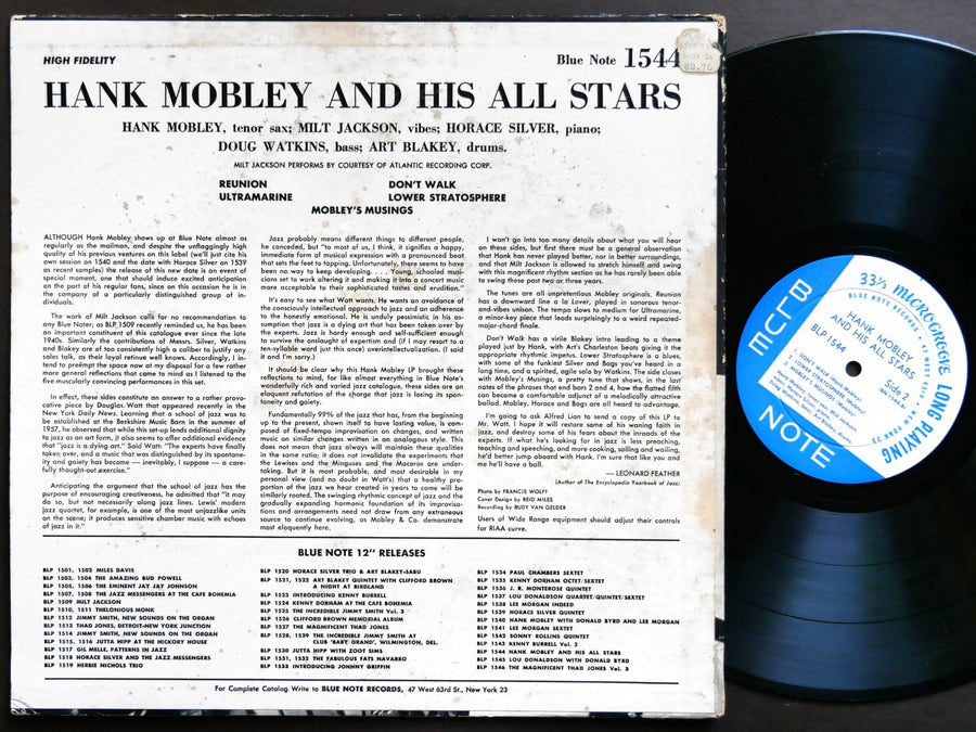HANK MOBLEY And His All Stars LP BLUE NOTE BLP 1544 US 1958 EAR MONO Art Blakey