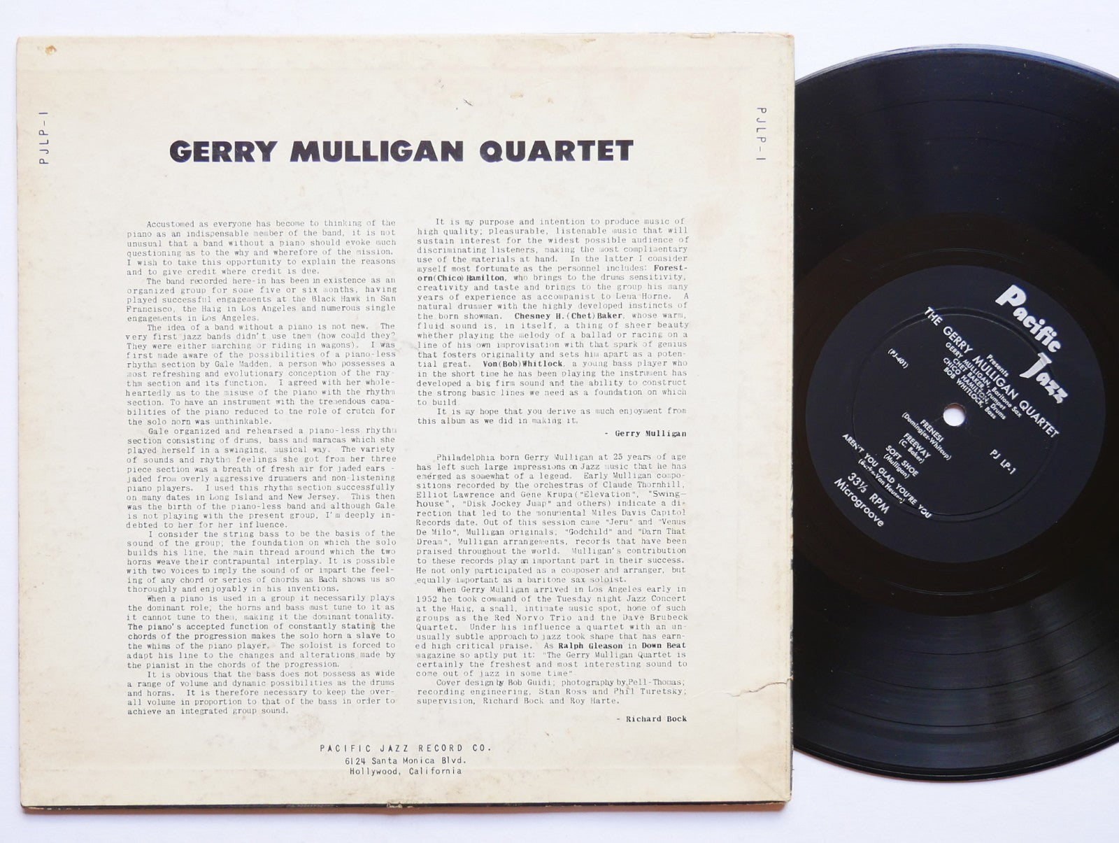 GERRY MULLIGAN Quartet 10" LP PACIFIC JAZZ PLJP-1 US 1952 DG MONO Chet Baker