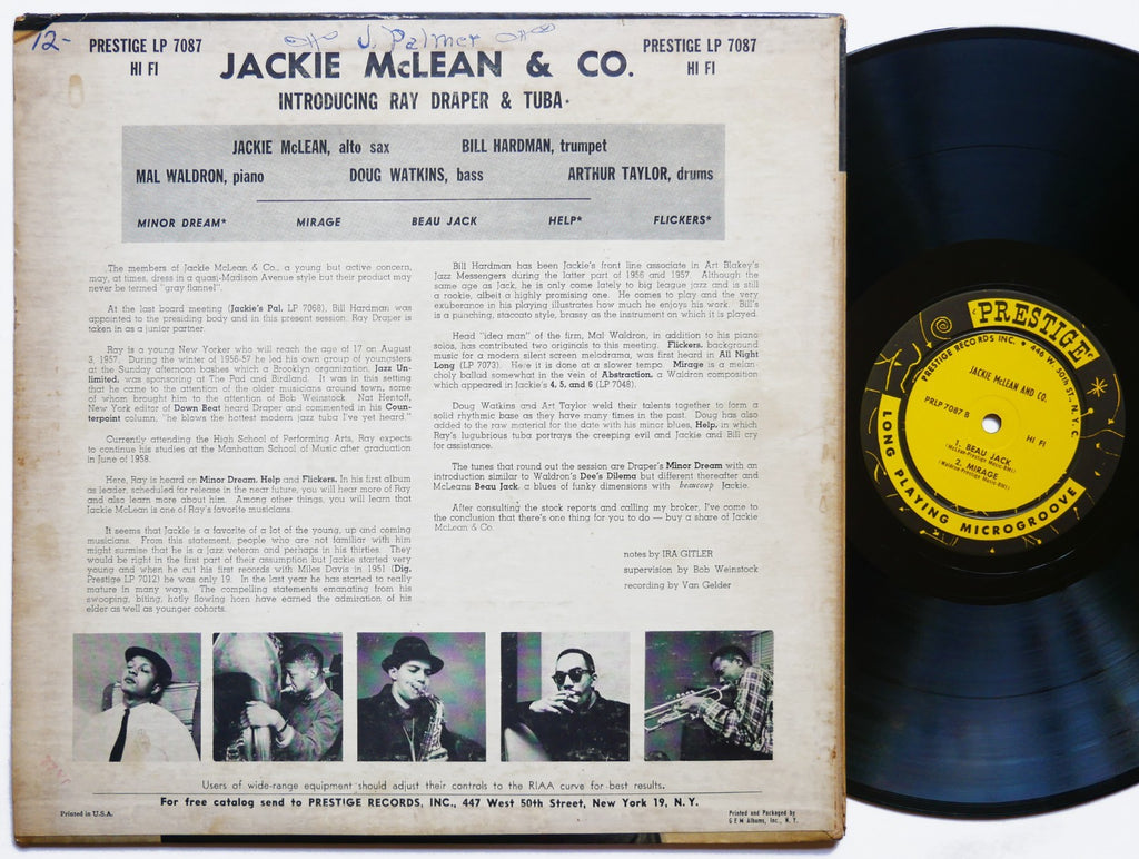 JACKIE MCLEAN & Co. LP PRESTIGE PRLP 7087 US 1957 MONO Mal Waldron Doug Watkins