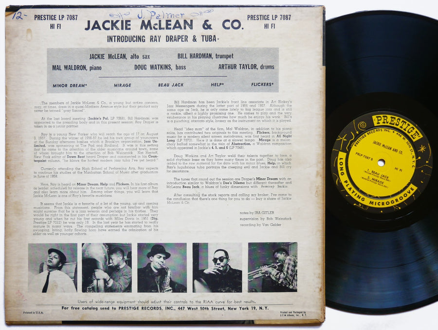 JACKIE MCLEAN & Co. LP PRESTIGE PRLP 7087 US 1957 MONO Mal Waldron Doug Watkins