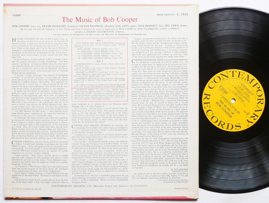 BOB COOPER Coop! The Music Of LP CONTEMPORARY C3544 US 1958 MONO Victor Feldman
