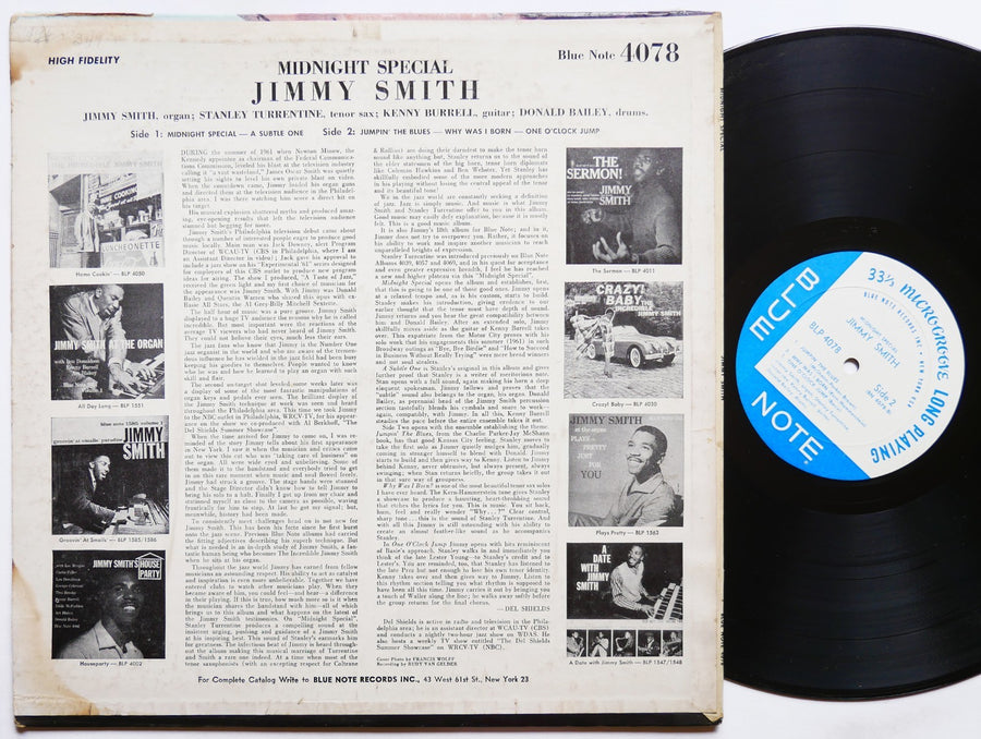 JIMMY SMITH Midnight Special LP BLUE NOTE 4078 US 1961 NY RVG MONO Kenny Burrell