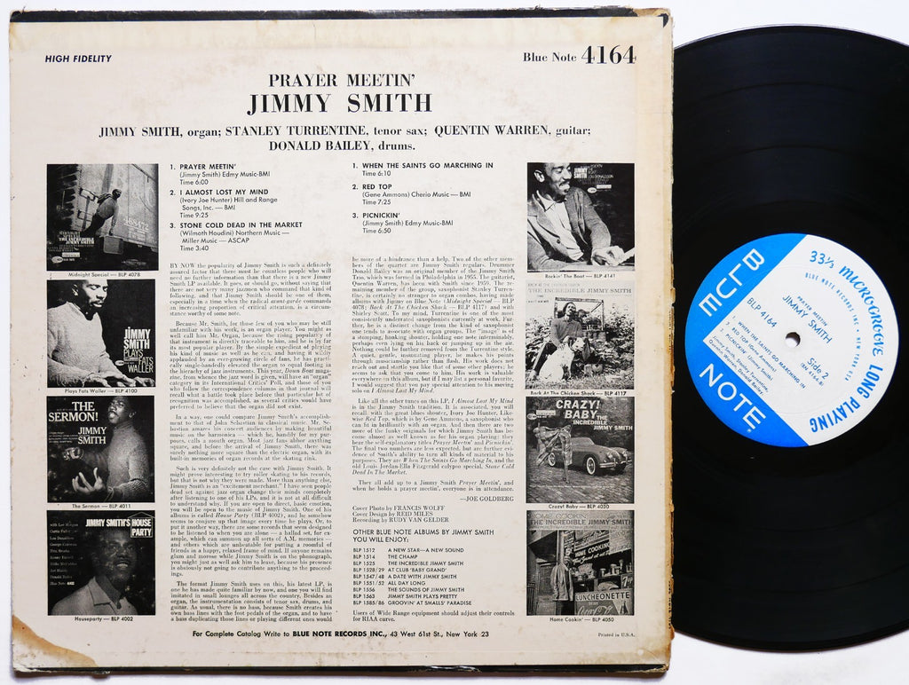 JIMMY SMITH STANLEY TURRENTINE Prayer Meetin' LP BLUE NOTE BLP 4164 NY EAR MONO