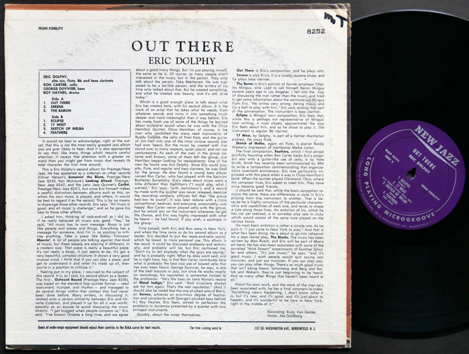 ERIC DOLPHY Out There LP NEW JAZZ NJLP 8252 US 1963 RVG MONO Roy Haynes