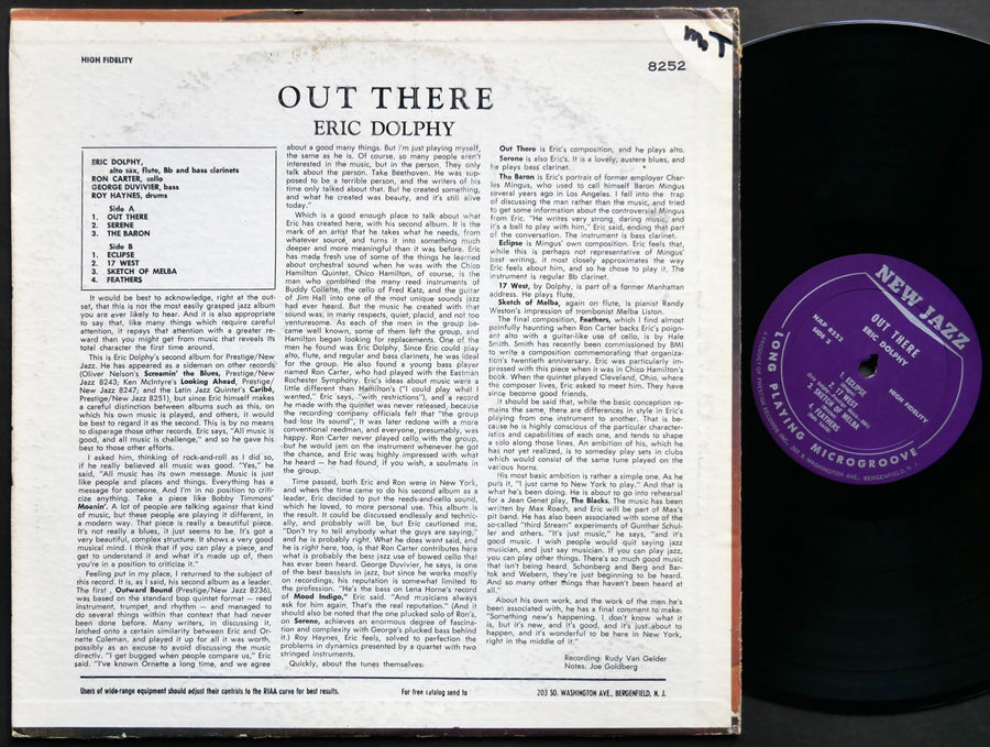 ERIC DOLPHY Out There LP NEW JAZZ NJLP 8252 US 1963 RVG MONO Roy Haynes