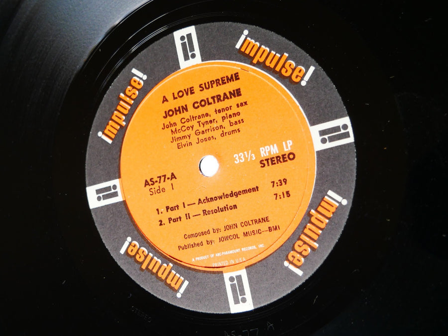 JOHN COLTRANE A Love Supreme LP IMPULSE! AS-77 RVG Elvin Jones McCoy Tyner VG+