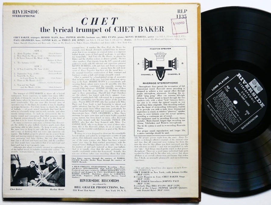 CHET BAKER BILL EVANS Chet LP RIVERSIDE RECORDS RLP 1135 US 1963 Paul Chambers