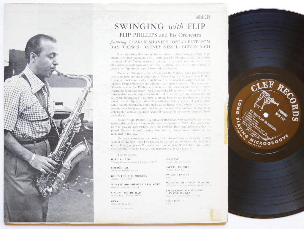 FLIP PHILLIPS Swinging With Flip LP CLEF MG C-692 US 1956 DG MONO Oscar Peterson