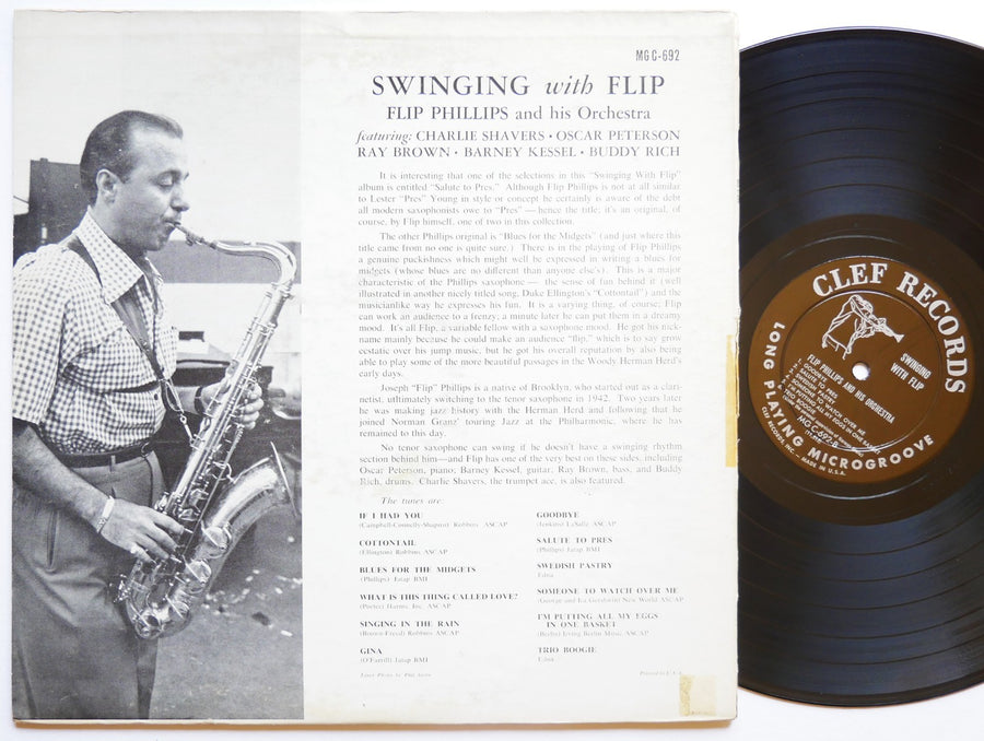 FLIP PHILLIPS Swinging With Flip LP CLEF MG C-692 US 1956 DG MONO Oscar Peterson