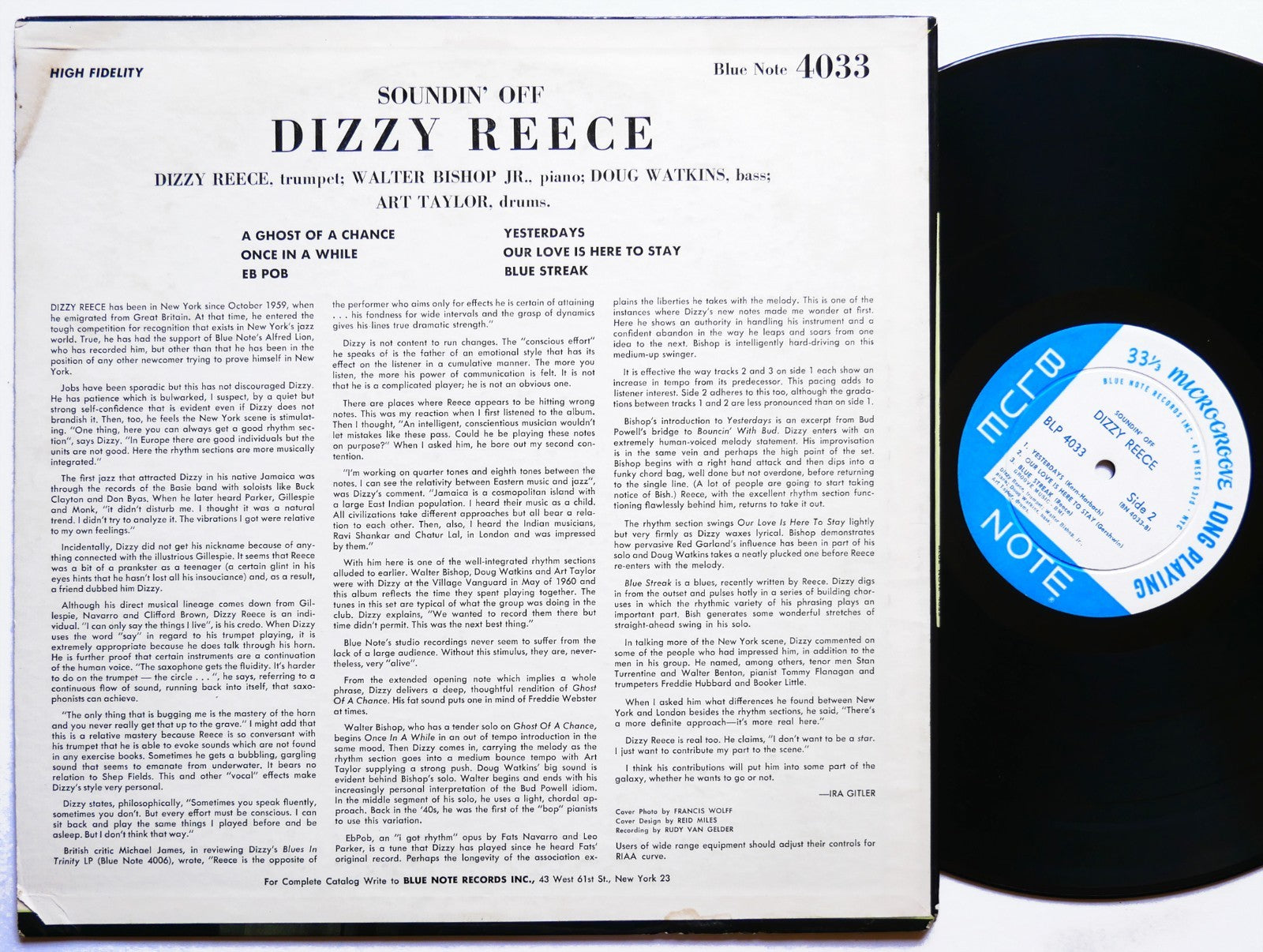 DIZZY REECE Soundin' Off LP BLUE NOTE BLP 4033 US 1960 EAR MONO Doug Watkins VG+