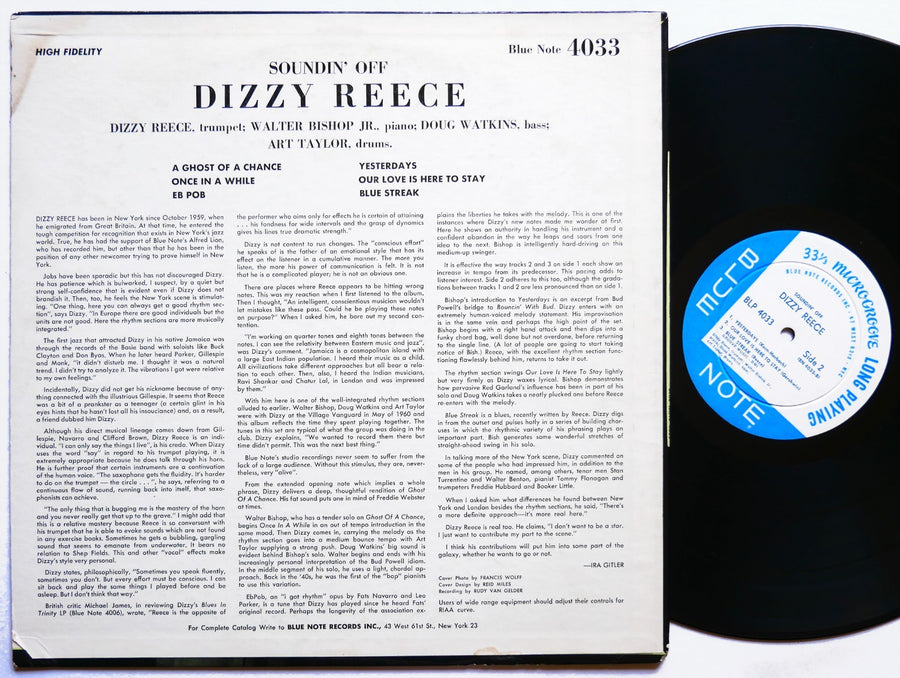 DIZZY REECE Soundin' Off LP BLUE NOTE BLP 4033 US 1960 EAR MONO Doug Watkins VG+