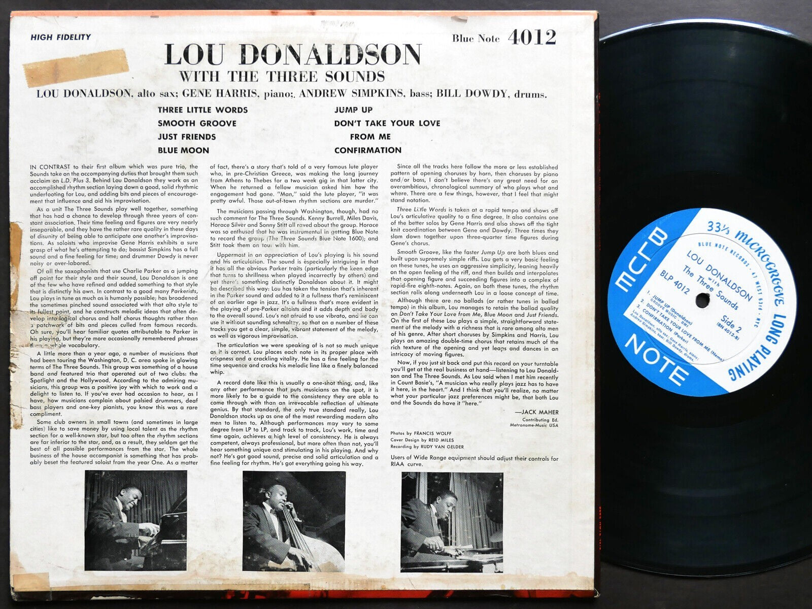 LOU DONALDSON THREE SOUNDS LD+3 LP BLUE NOTE 4012 US 1959 RVG EAR MONO 47 W.63rd