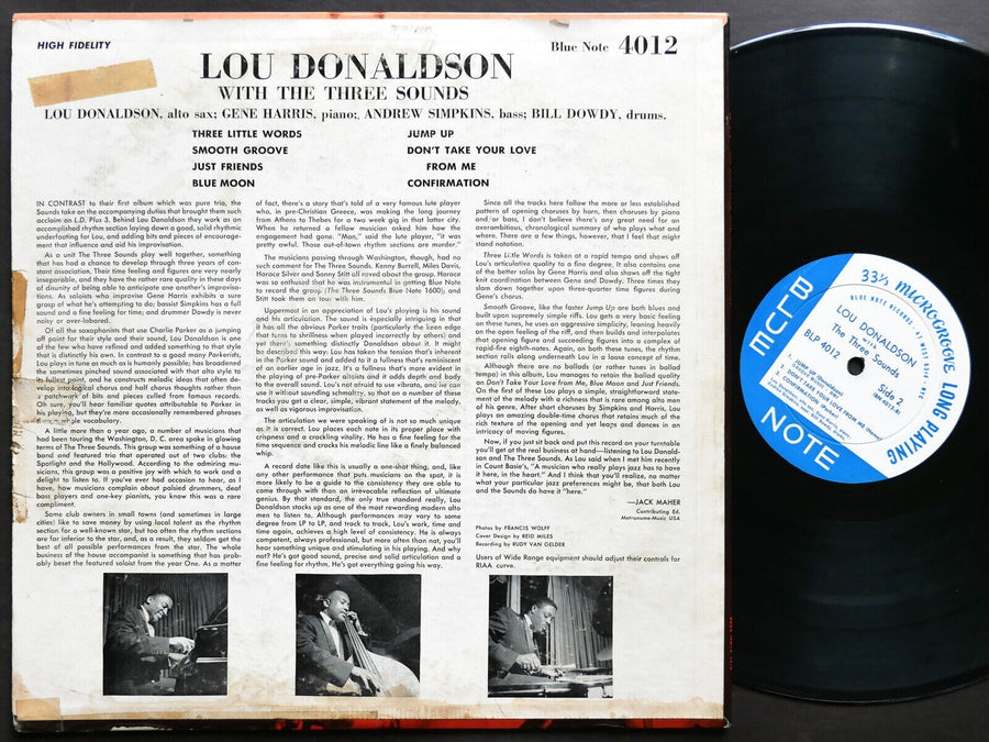 LOU DONALDSON THREE SOUNDS LD+3 LP BLUE NOTE 4012 US 1959 RVG EAR MONO 47 W.63rd