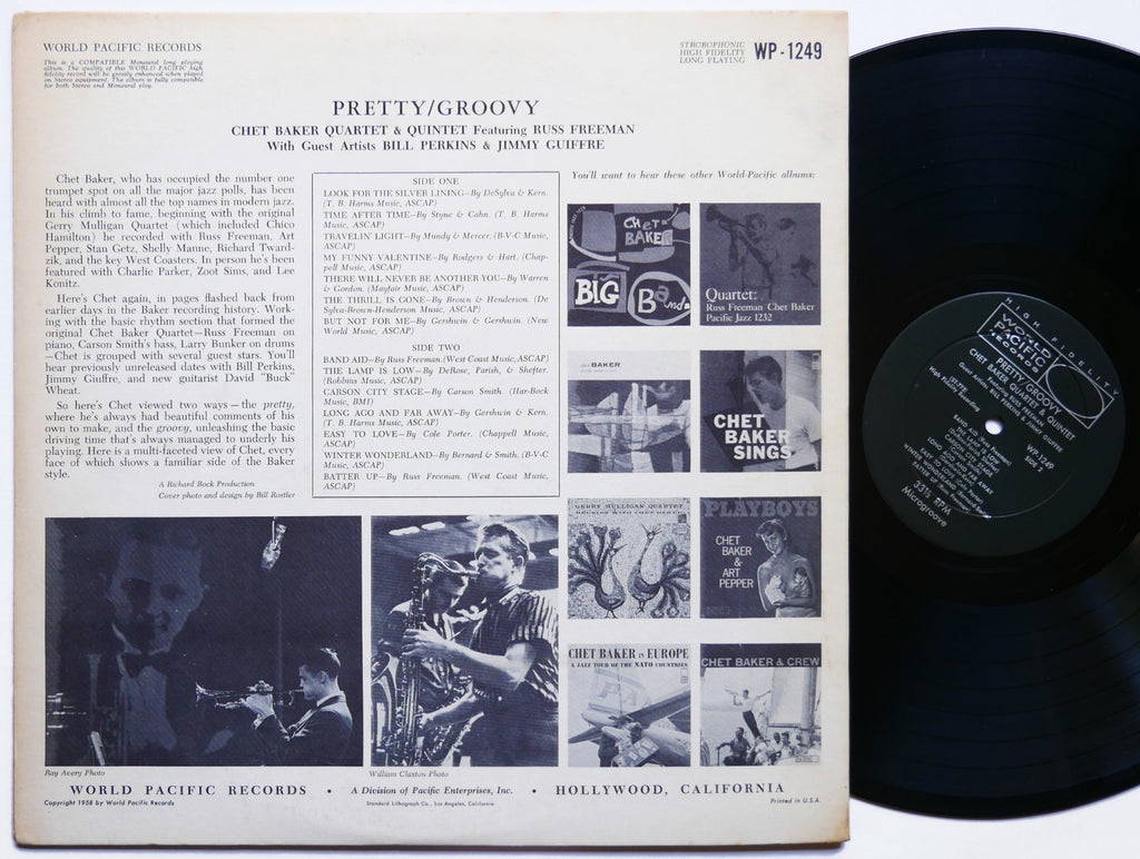 CHET BAKER Pretty / Groovy LP WORLD PACIFIC RECORDS WP-1249 US 1958 DG MONO VG+