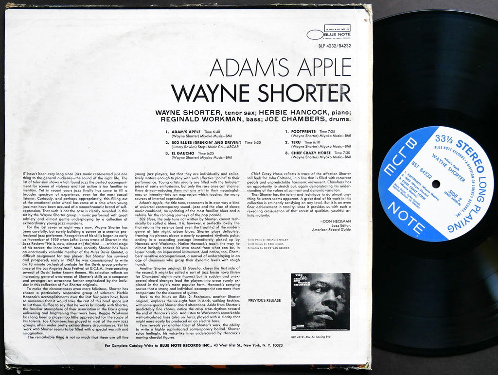 WAYNE SHORTER Adam's Apple LP BLUE NOTE BST 84232 US 1966 LIBERTY Herbie Hancock