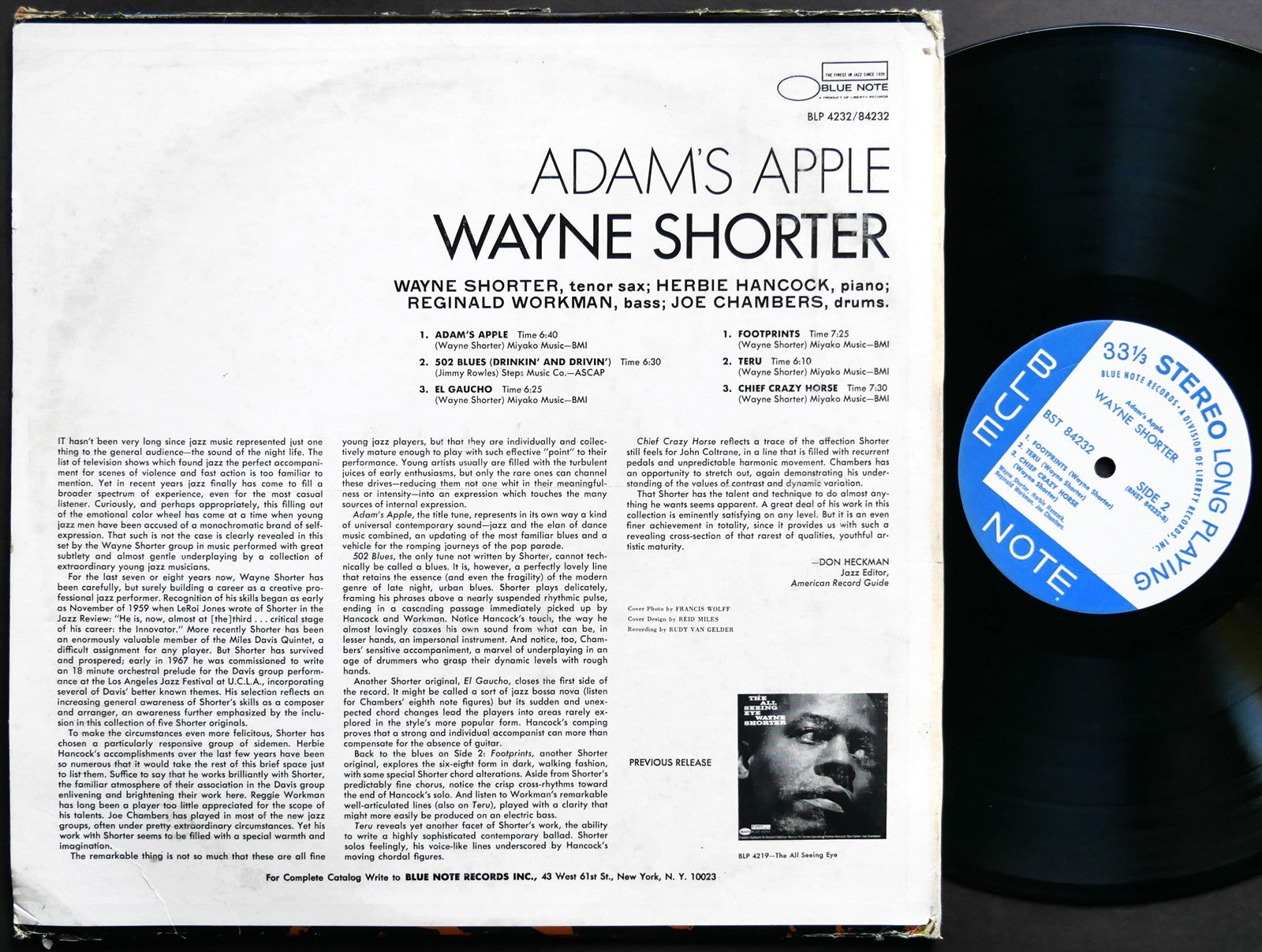 WAYNE SHORTER Adam's Apple LP BLUE NOTE BST 84232 US 1966 LIBERTY Herbie Hancock