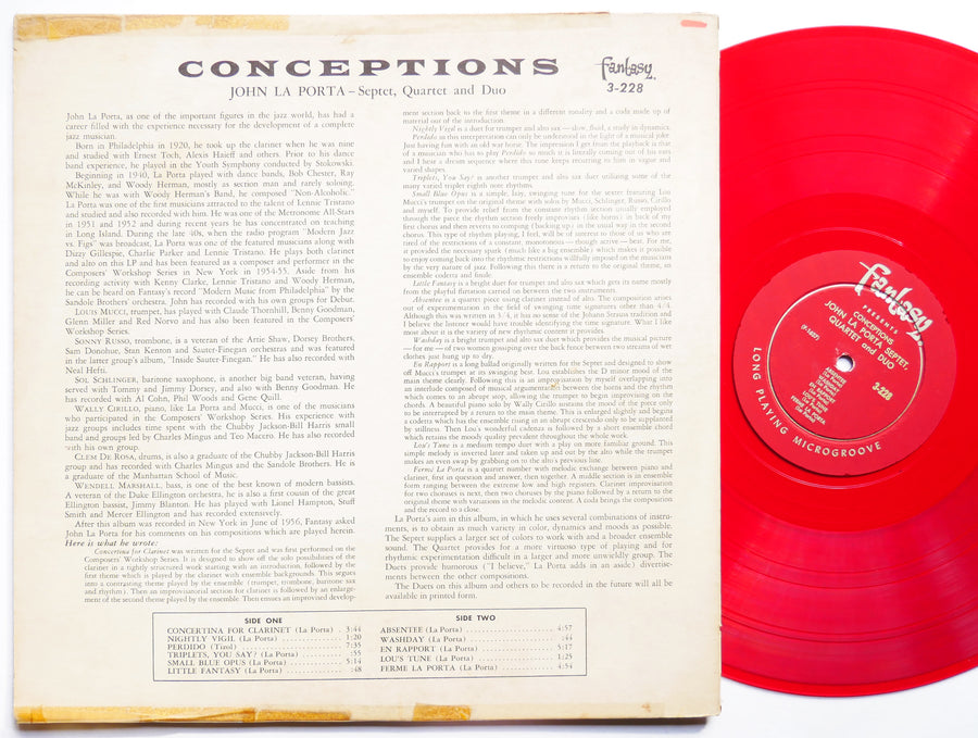 JOHN LA PORTA Conceptions LP FANTASY 3-228 US 1956 DG MONO RED WAX Lou Mucci