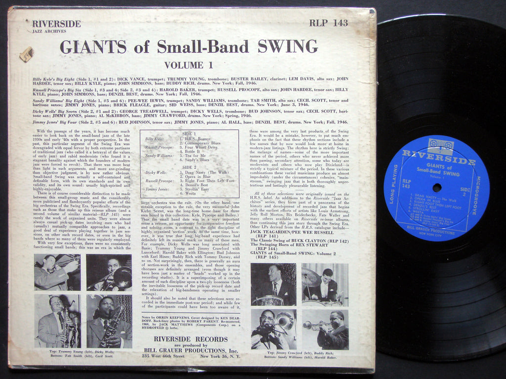 Giants Of Small-Band Swing Volume 1 LP RIVERSIDE RECORDS RLP 143 US 1960 DG MONO
