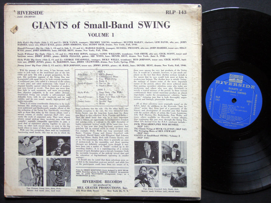 Giants Of Small-Band Swing Volume 1 LP RIVERSIDE RECORDS RLP 143 US 1960 DG MONO
