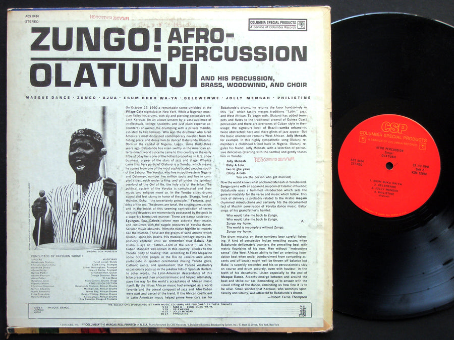 OLATUNJI Afro Percussion, Brass, Woodwind, And Choir Zungo! LP Columbia ACS 8434