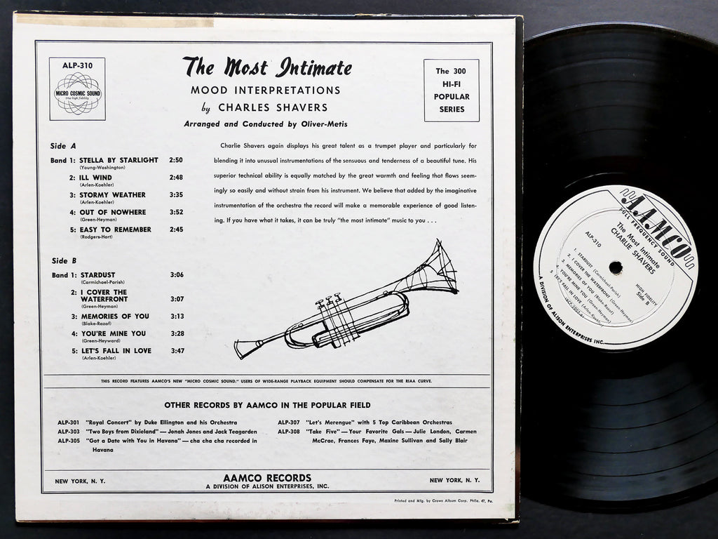 CHARLIE SHAVERS The Most Intimate Mood Interpretations LP AAMCO ALP-310 DG MONO