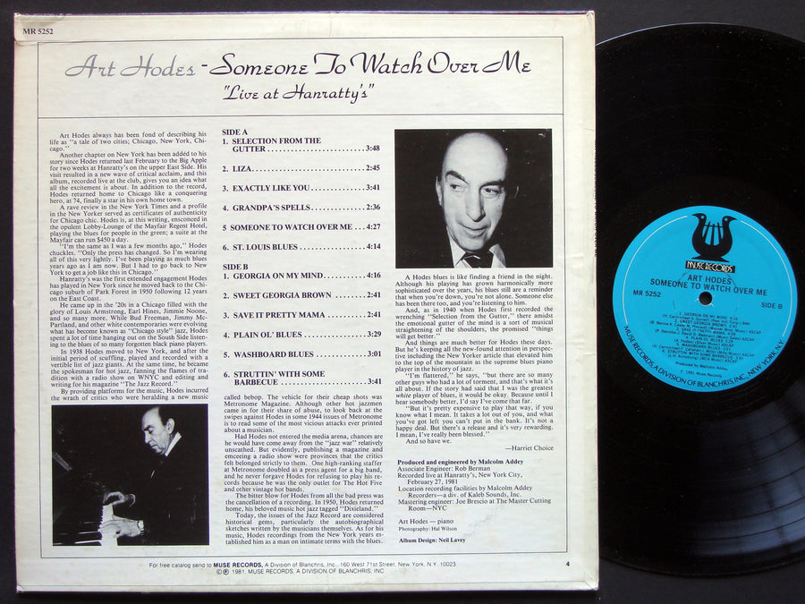 ART HODES Someone To Watch Over Me Live At Hanratty's LP MUSE MR 5252 US 1981