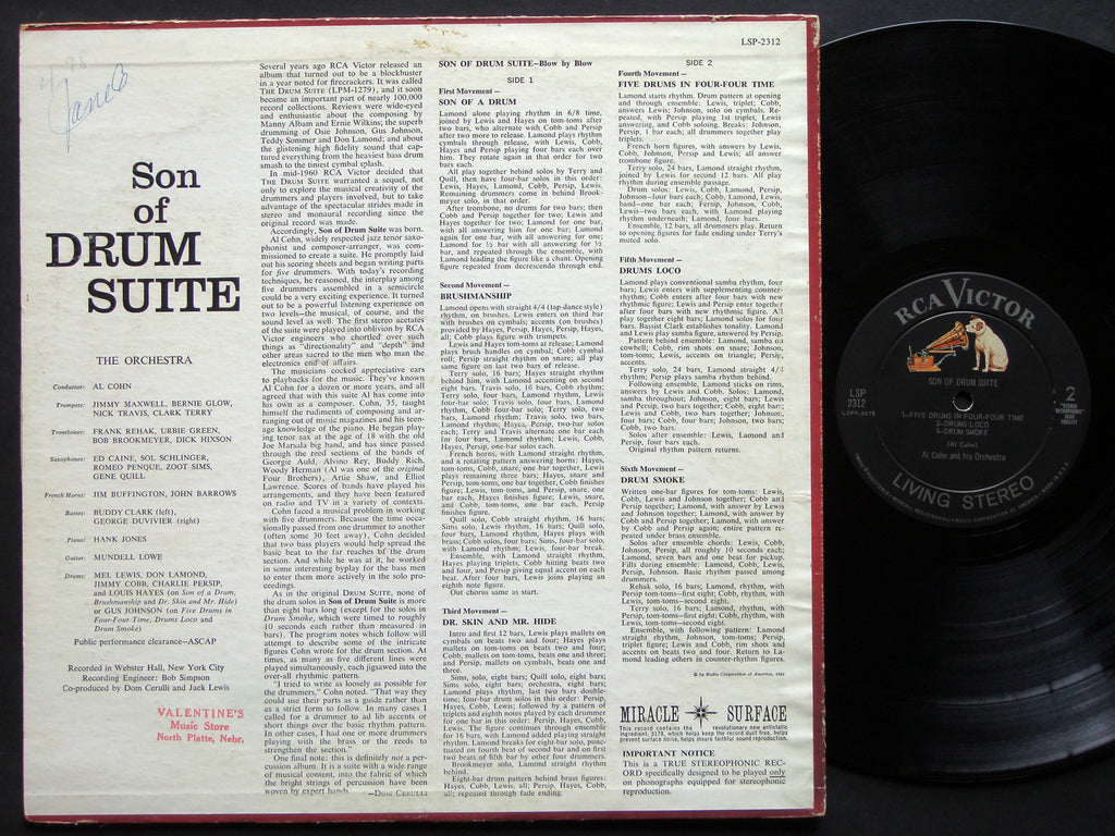 AL COHN Son Of Drum Suite LP RCA VICTOR LSP-2312 US 1961 Zoot Simms Hank Jones