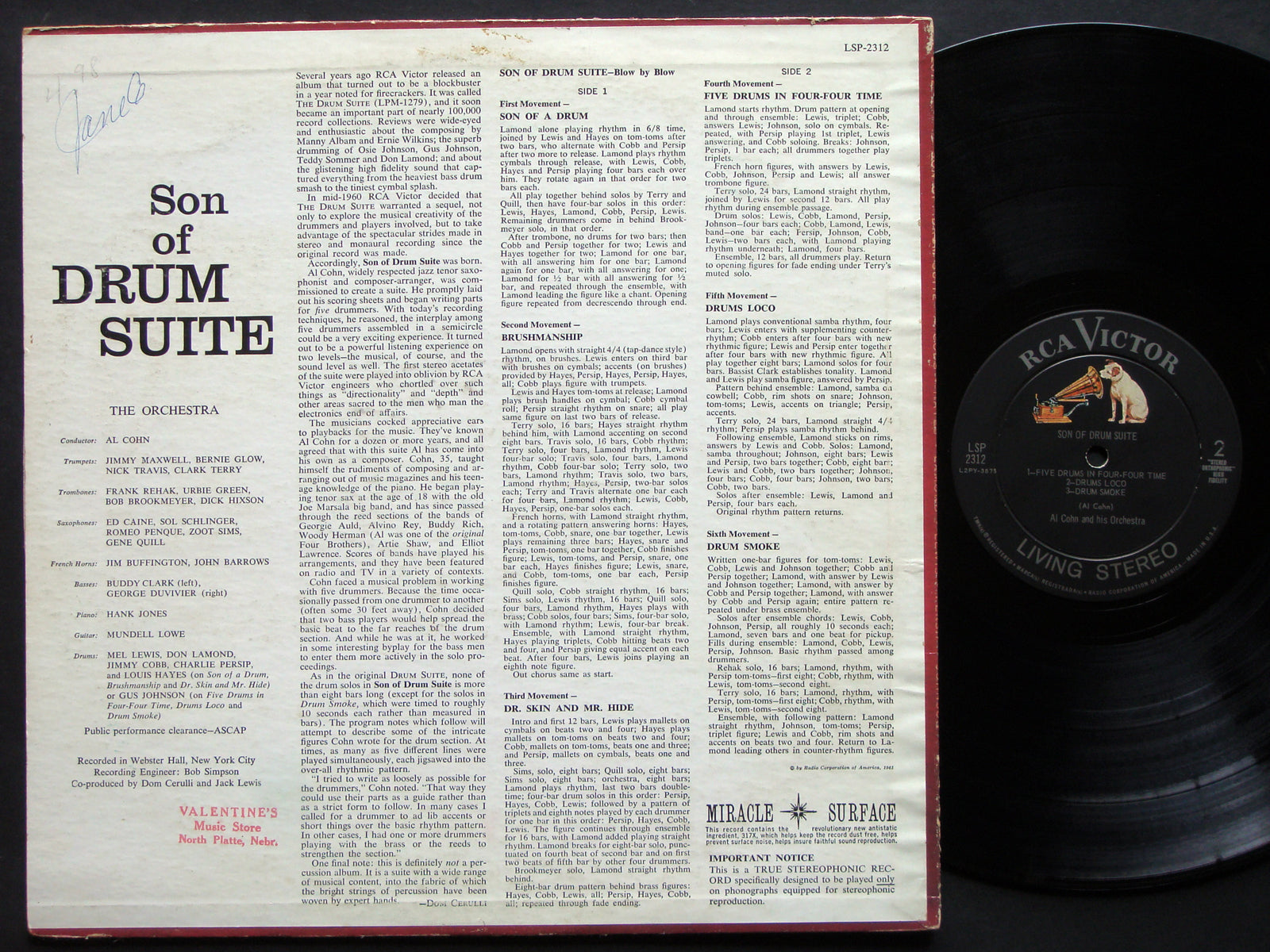 AL COHN Son Of Drum Suite LP RCA VICTOR LSP-2312 US 1961 Zoot Simms Hank Jones