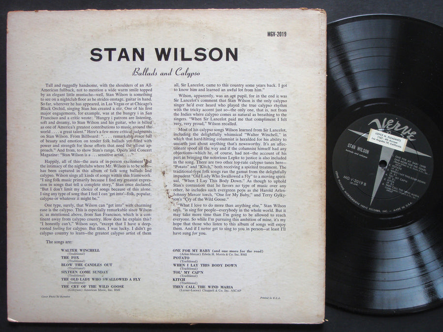 STAN WILSON Ballads and Calypso LP VERVE RECORDS MGV-2019 US 1956 DG MONO