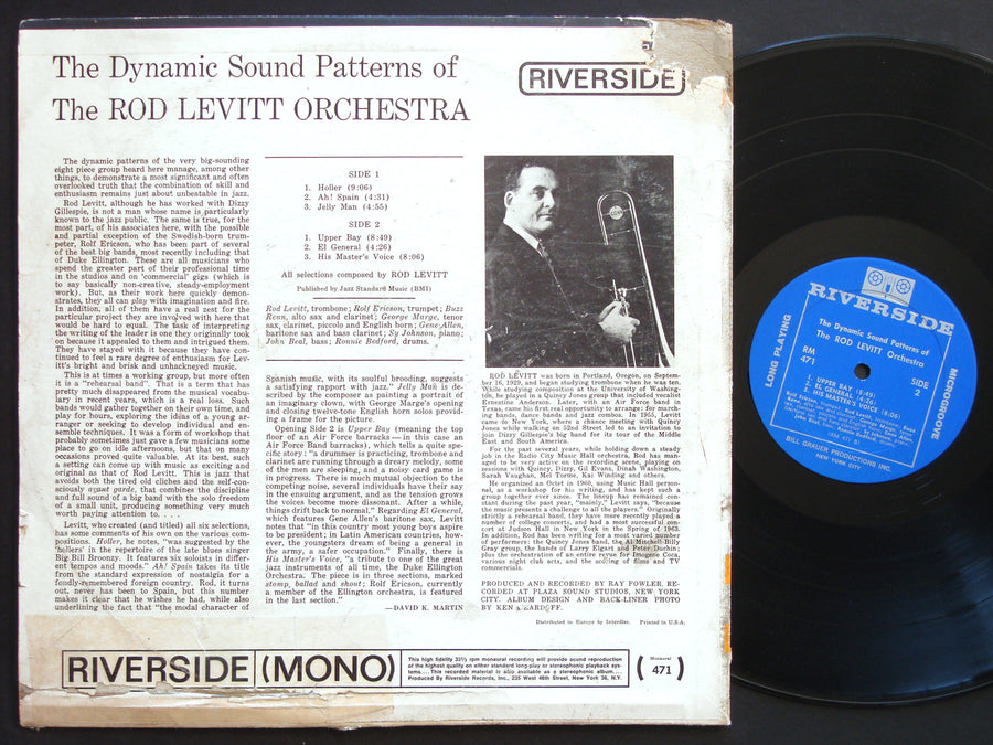 ROD LEVITT ORCHESTRA Dynamic Sound Patterns LP RIVERSIDE RM 471 US 1964 DG MONO