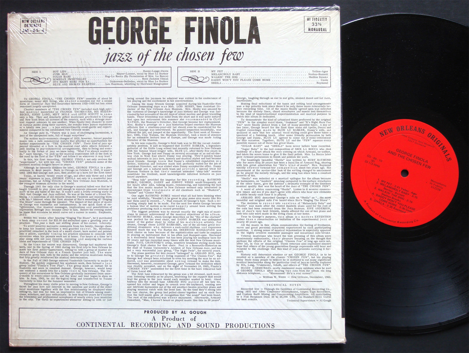 GEORGE FINOLA Jazz Of The Chosen Few LP CONTINENTAL RECORDING JM-65-4 US 1965