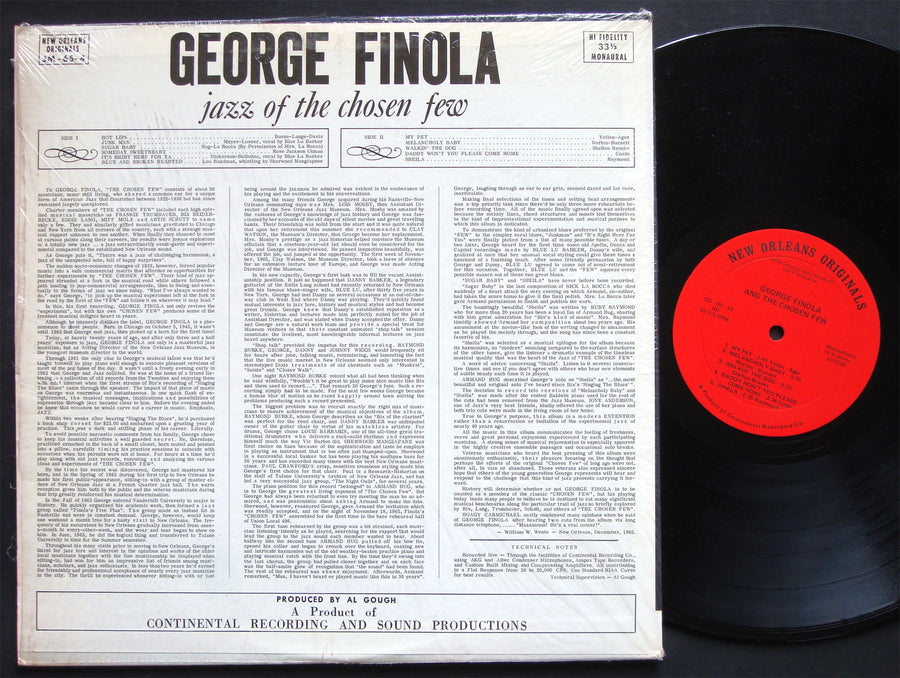 GEORGE FINOLA Jazz Of The Chosen Few LP CONTINENTAL RECORDING JM-65-4 US 1965