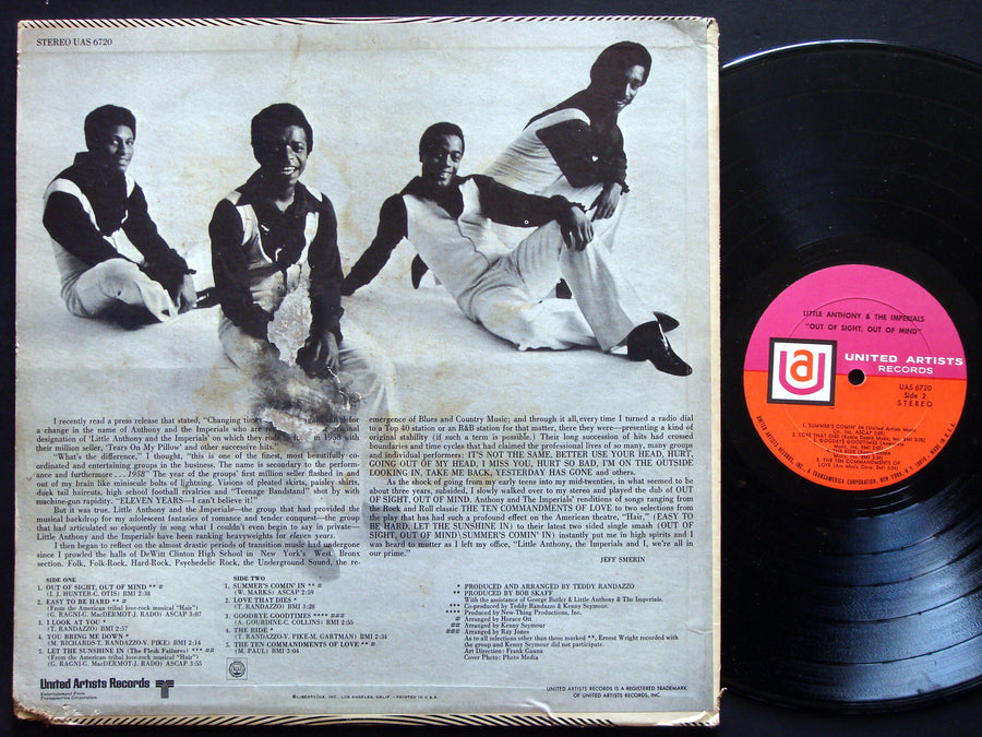 LITTLE ANTHONY And The Imperials Out Of Sight.. LP UNITED ARTISTS UAS 6720 SOUL