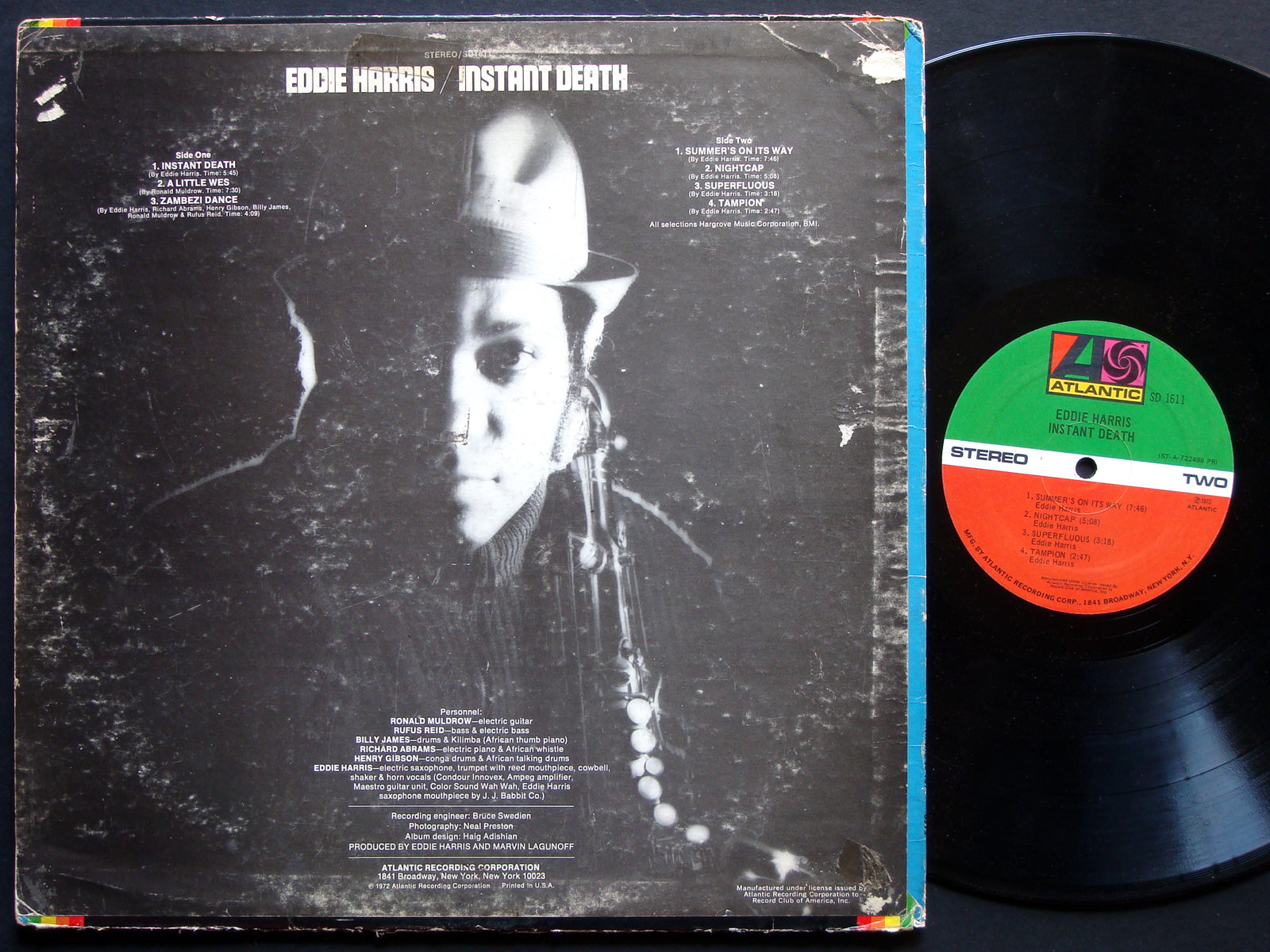 EDDIE HARRIS Instant Death LP ATLANTIC SD 1611 US '72 Richard Abrams Billy James