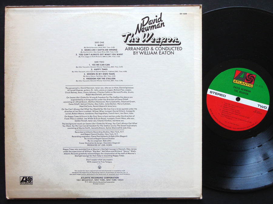 DAVID NEWMAN The Weapon LP ATLANTIC SD 1638 US 1973 Bernard Purdie Dr. John