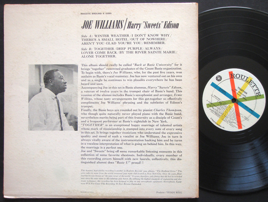 JOE WILLIAMS & HARRY SWEET EDISON Together LP ROULETTE R-52069 US 1961 DG MONO