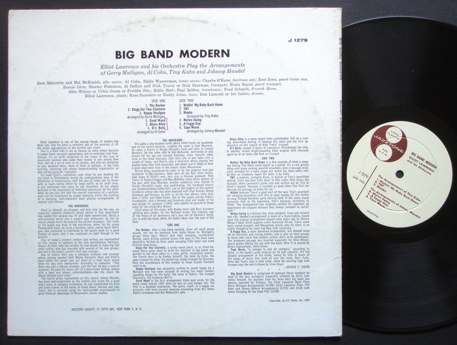 ELLIOT LAWRENCE Big Band Modern LP JAZZTONE J 1279 Gerry Mulligan Zoot Sims