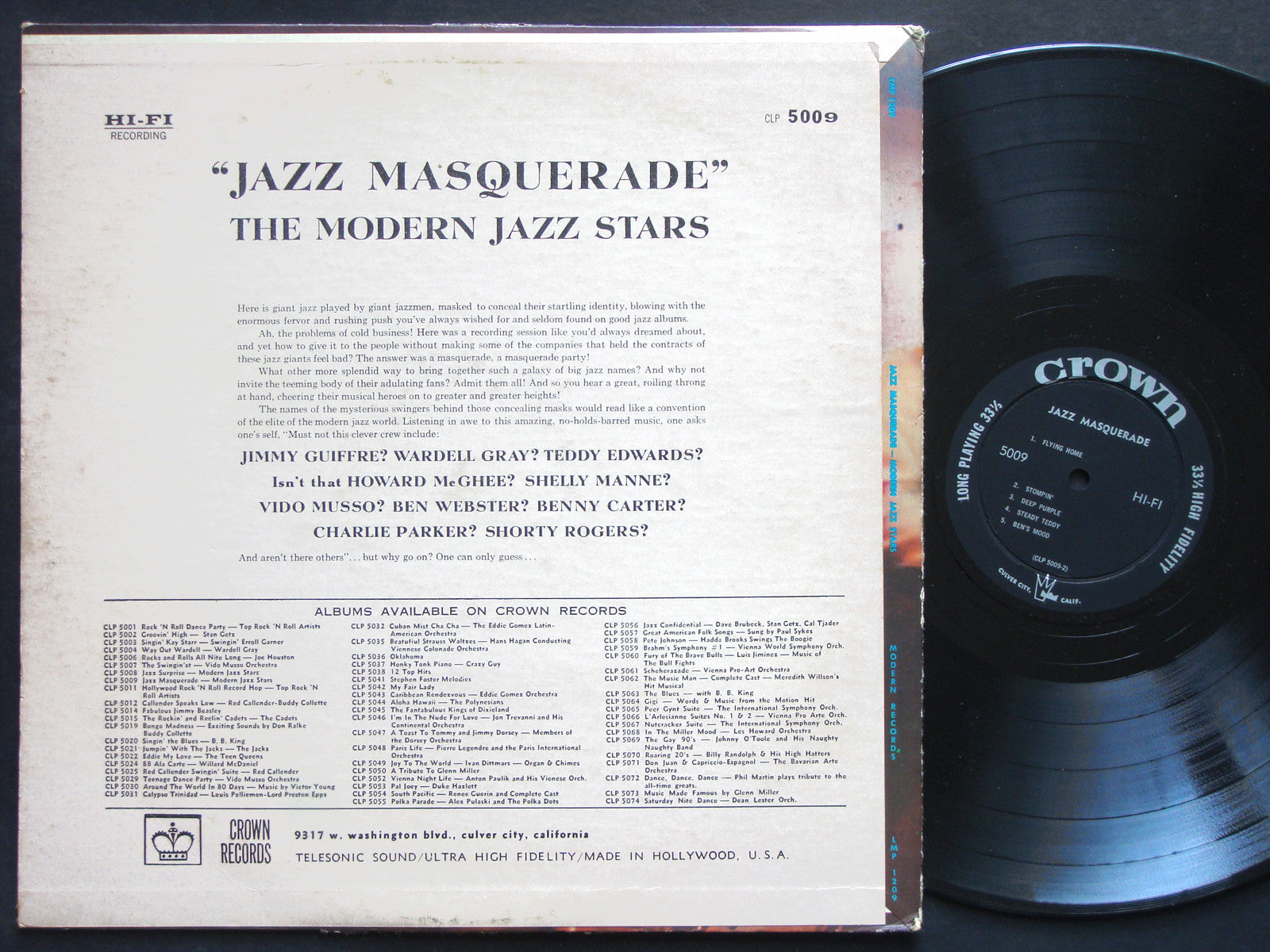 THE MODERN JAZZ STARS Jazz Masquerade LP CROWN RECORDS CLP 5009 US 1958 DG MONO