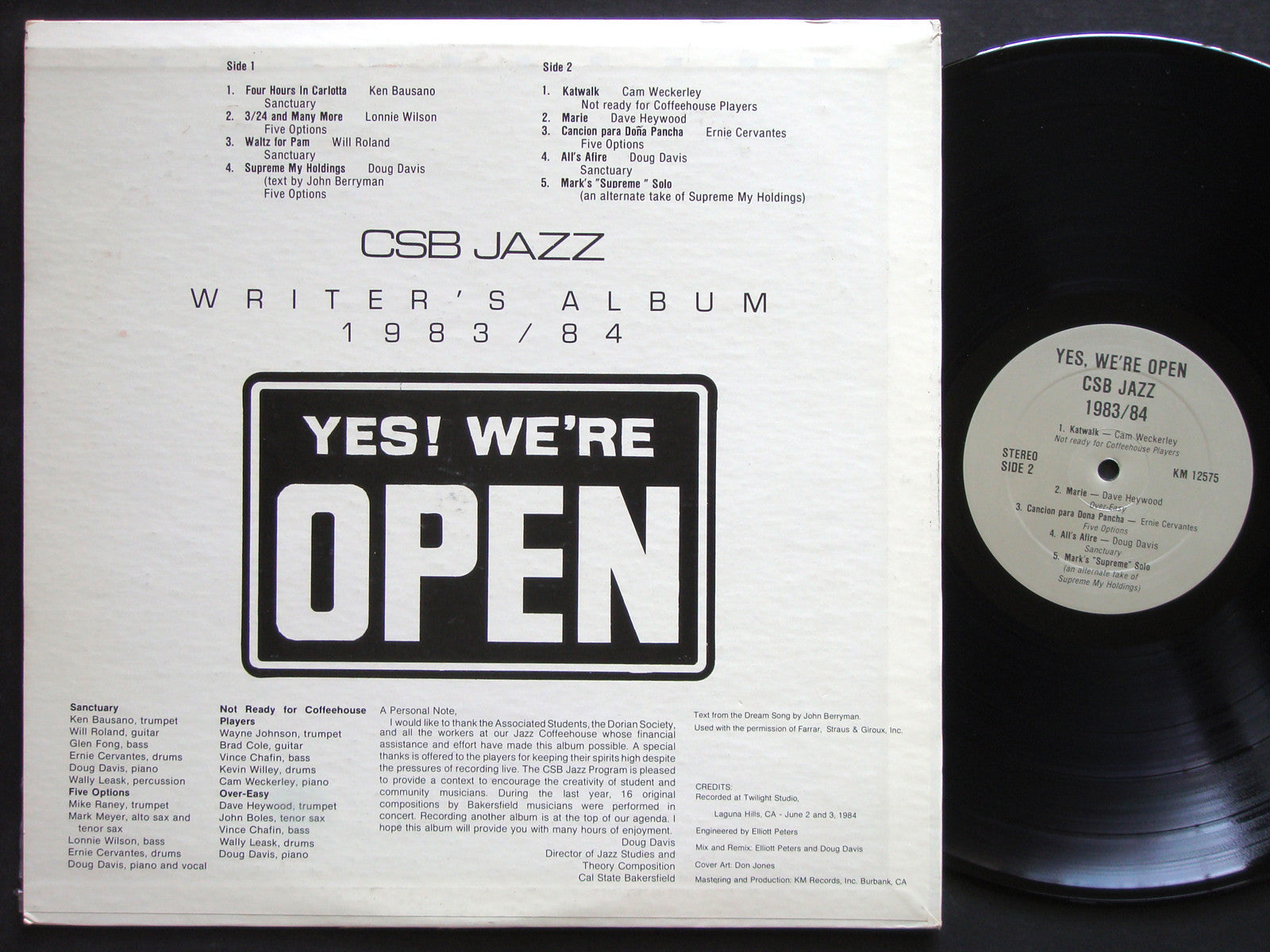 VARIOUS Yes, We're Open CSB Jazz 1983/1984 LP KM 12575 JAZZ