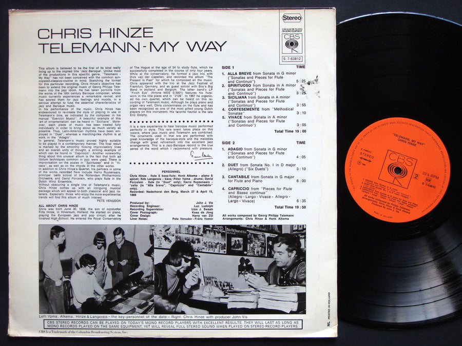 CHRIS HINZE Telemann - My Way LP CBS S 7-63812 NETHERLANDS 1969 JAZZ