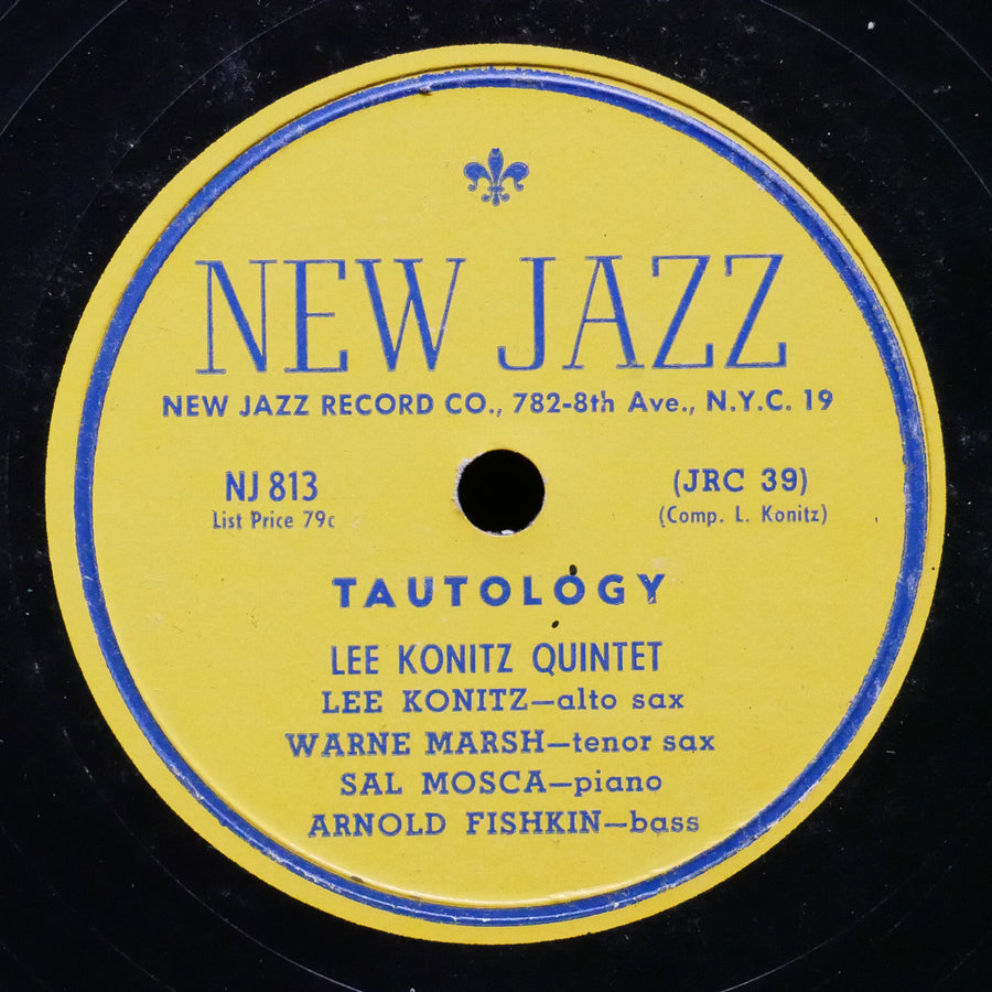 LEE KONITZ QUINTET Tautology / Sound-Lee 78 NEW JAZZ NJ 813 US 1949 Warne Marsh