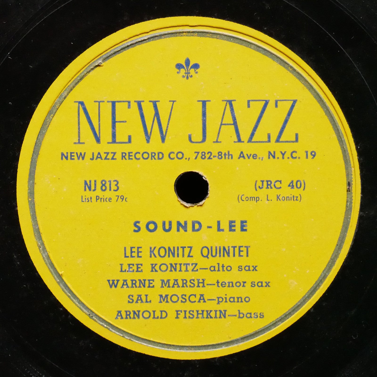 LEE KONITZ QUINTET Tautology / Sound-Lee 78 NEW JAZZ NJ 813 US 1949 Warne Marsh