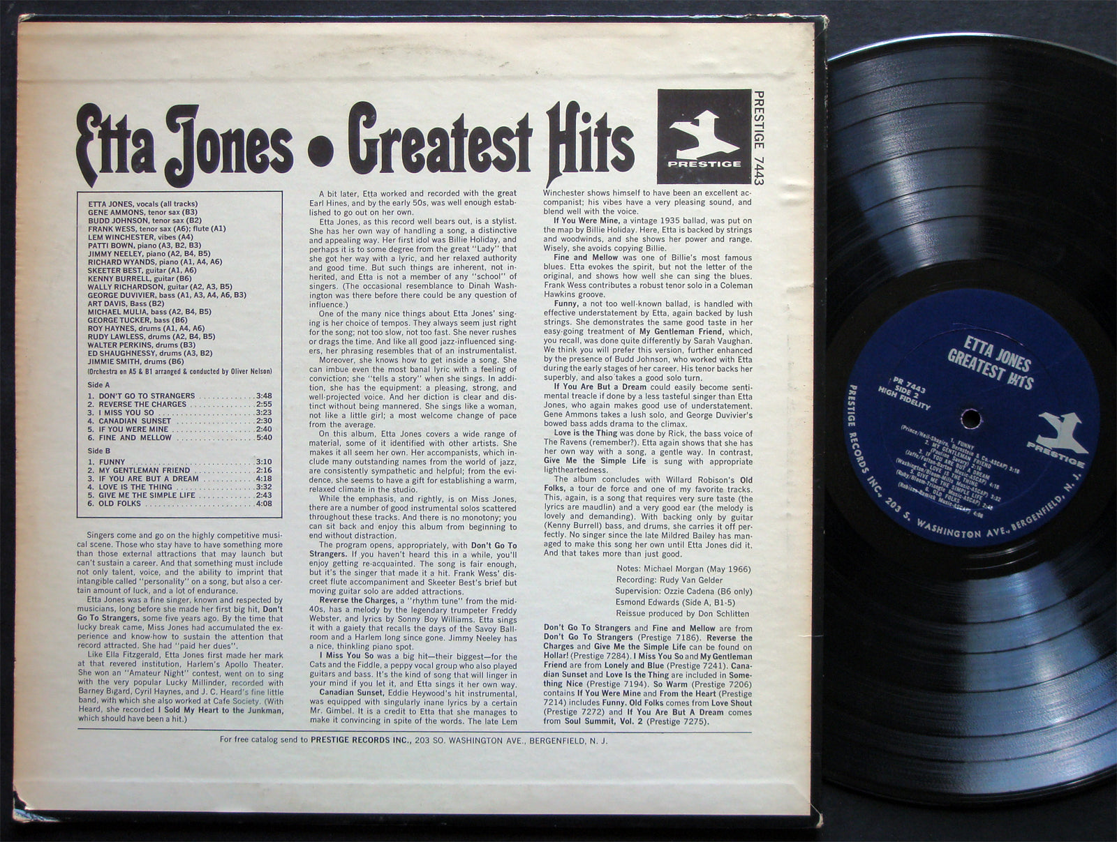 ETTA JONES Greatest Hits LP PRESTIGE PR 7443 US 1972 JAZZ RVG MONO